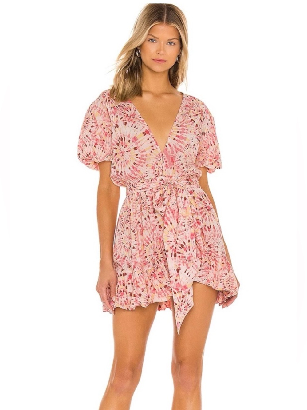 Misa Los Angeles Eloise Mini Dress S
Pink Floral Deep V-Neck Ruffle Feminine